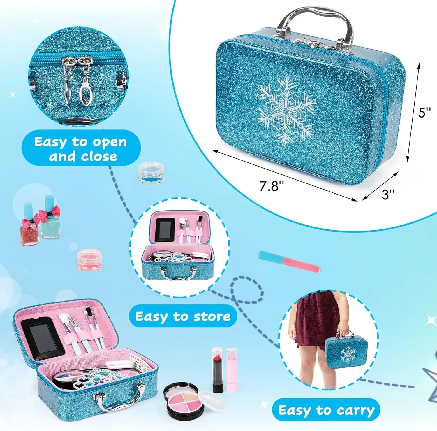 KTX-836627 Kids Real Washable Lip Gloss and Mini Nail Makeup Kit Set for Girls