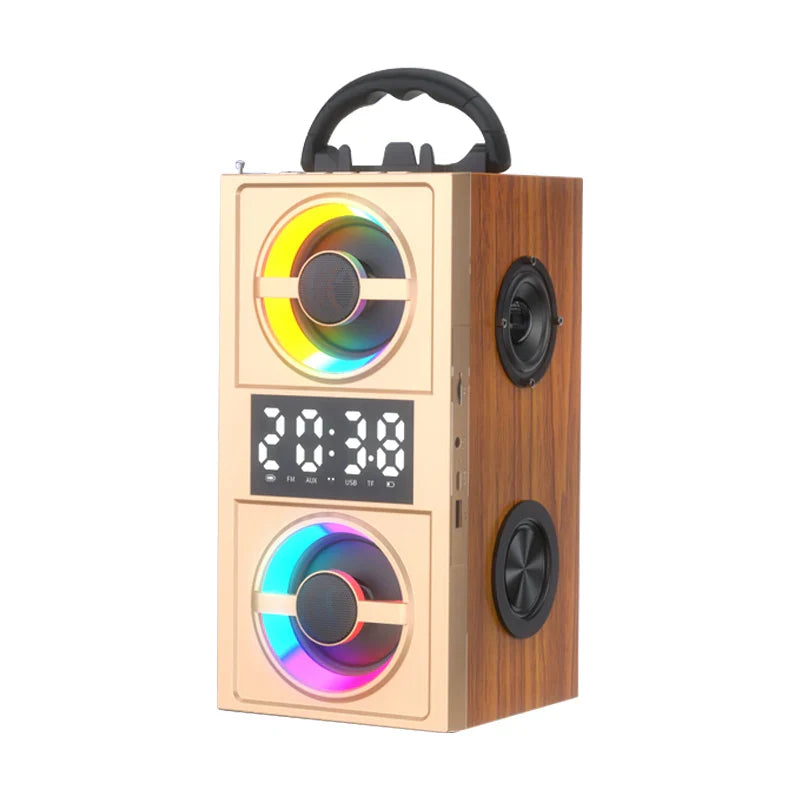 KTX-399763 Wireless Wood Bluetooth Speakers with Stereo Subwoofer for Home Audio and Desktop Use