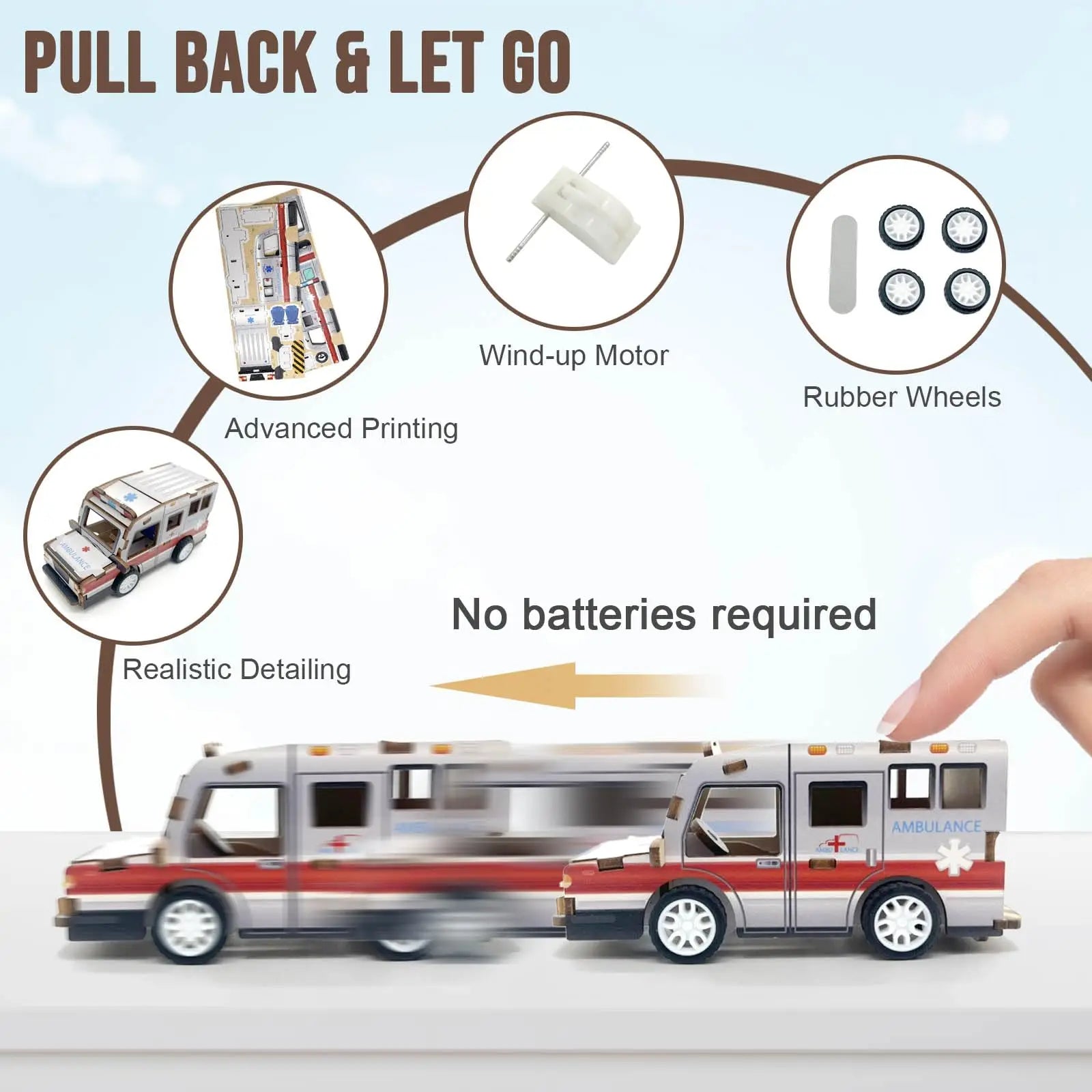 KTX-692051 3D Wooden Puzzle Car for Kids - DIY Assembly Educational Toy