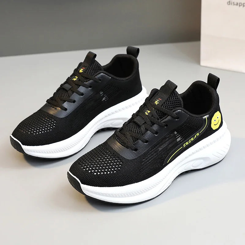 KTX-950611 K2510 New Women's Shoes Trendy Mesh Shoes Breathable Thick Sole Increase Versatile Mesh Sports Shoes for Students