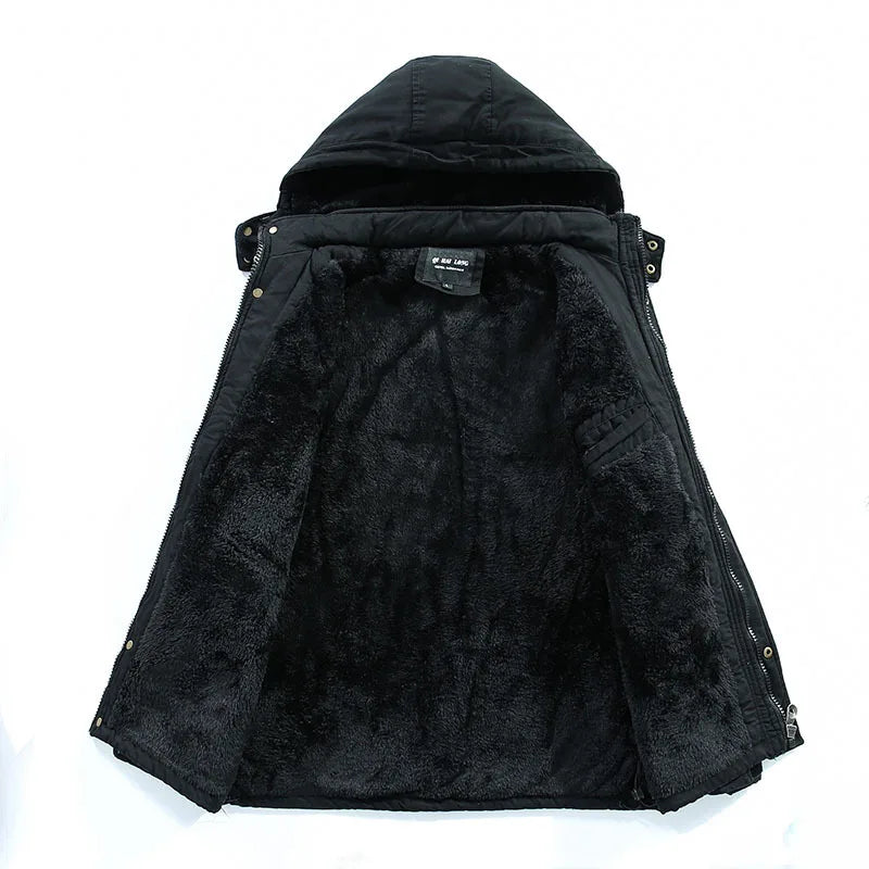 KTX-636435 Men's Jackets Winter Mid-Length Plush Thick Coat Warm Cotton Jacket Work Bomber Jacket Made Men's Coats