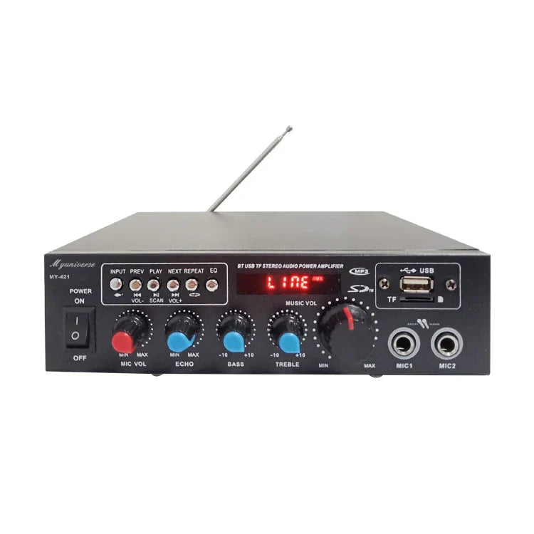 KTX-746067 Bluetooth Power Amplifier for 12V Car and Home Audio Systems with Digital Stereo Receivers and MIC Support