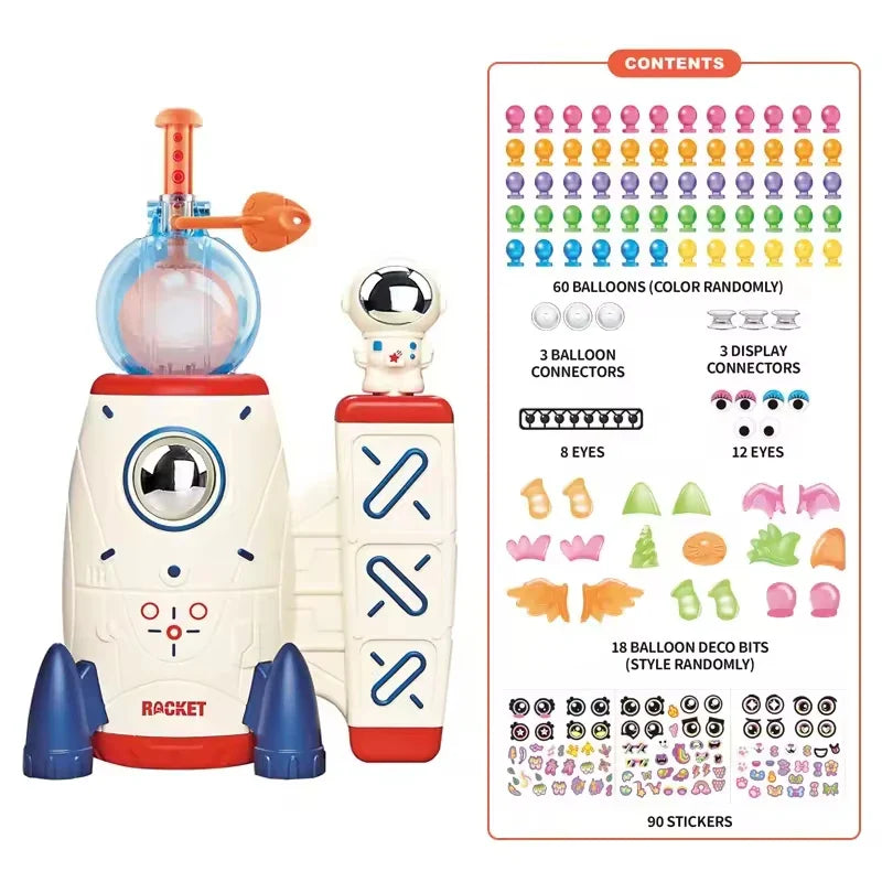 KTX-214035 Space Rocket Balloon Inflator with Accessories for Kids Birthday Parties