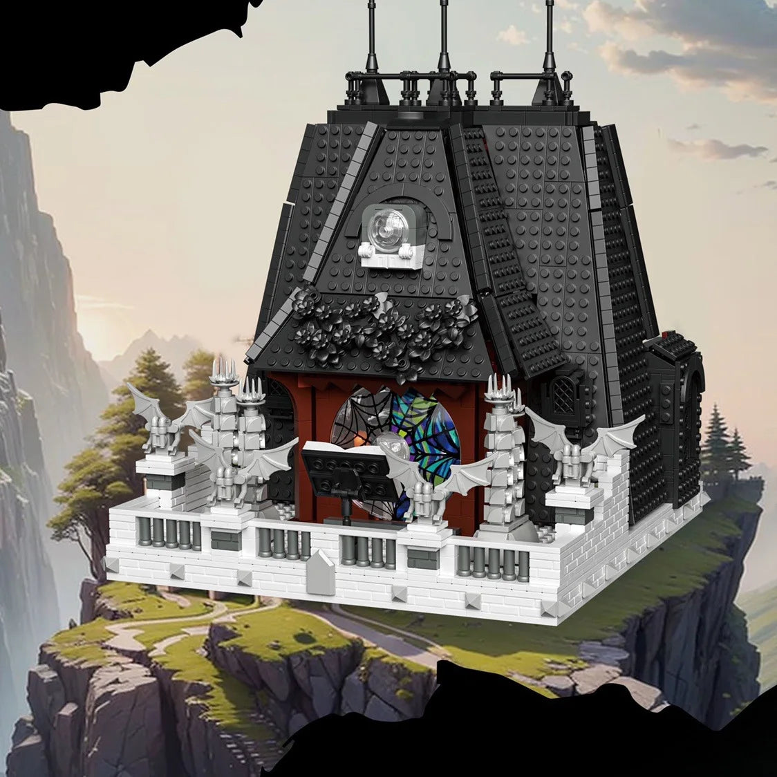 KTX-389843 Black Wednesday House Building Blocks Set for Children - 33214 Moc2419PCS Construction Toy Model