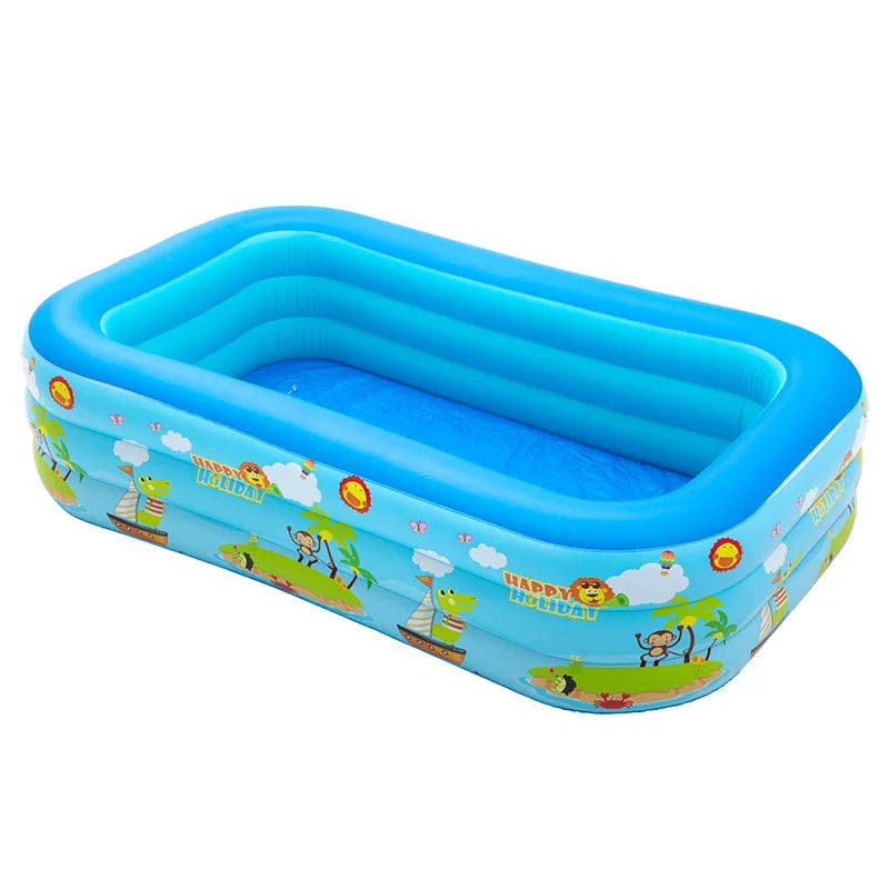 KTX-651731 Inflatable Rectangular Swimming Pool for Kids and Adults, Portable Outdoor Water Fun