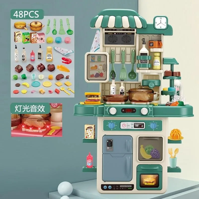 KTX-345107 48-Piece Realistic Kitchen Play Set with Lights and Sounds for Kids Ages 5 and Up