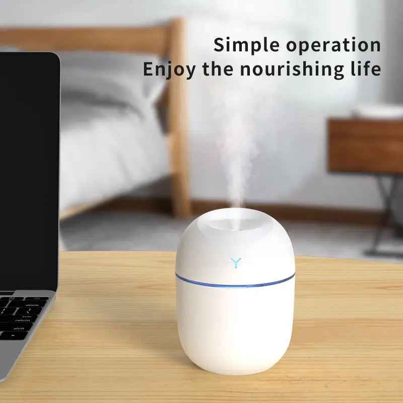 KTX-586515 220ml Ultrasonic Mini Humidifier and Aroma Oil Diffuser with USB and Colourful Night Light for Home and Car