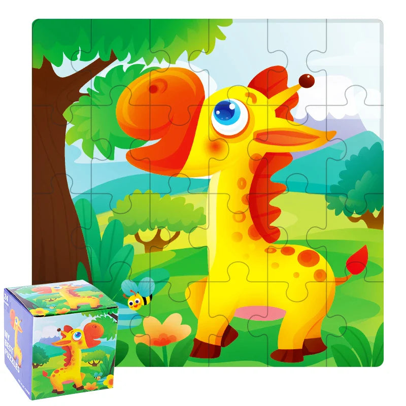 KTX-447635 24-Piece Wooden Jigsaw Puzzle for Early Childhood Education – Classic Montessori Toy for Babies, Kids, Boys and Girls