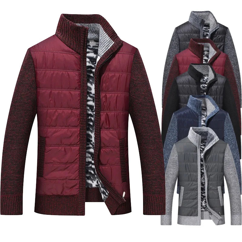 KTX-112147 Men's Customized Sweater Jacket Winter Padded Thickened Jacket Casual Standing Collar Knitted Pullover