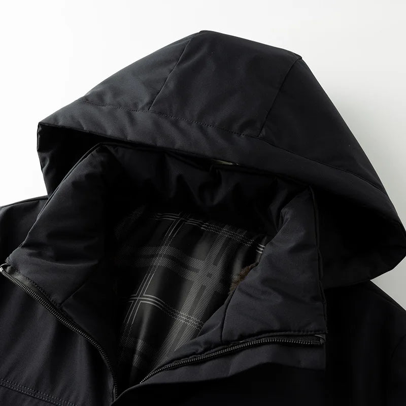 KTX-079379 Customized Men's Parka Winter Thickened Padded Men's Cotton Jacket Tops Large Size Warm Fashion Black Jacket