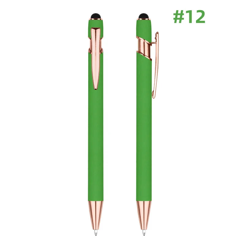 KTX-848595 Rose Gold Custom Logo Soft Touch Screen Pen with Rubber Grip for Mobile Devices