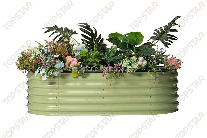 KTX-268051 Metal Raised Garden Bed Planters Kit in Various Sizes with Durable Liner for Home Nursery Gardening