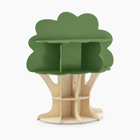 KTX-221395 Wooden Tree Bookshelf for Kids - Corner Ladder Display Stand for Books and Toys