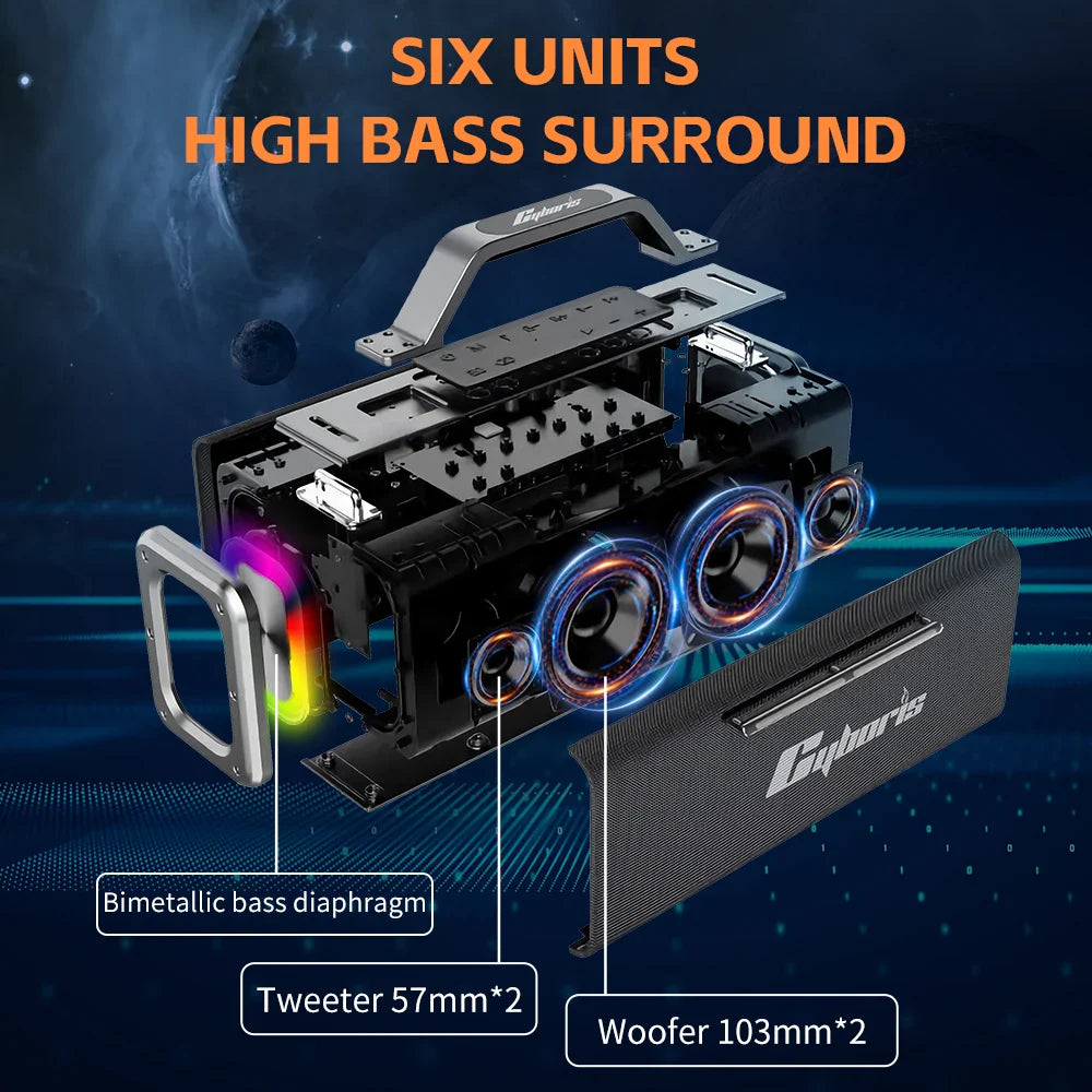 KTX-217811 X12 200W Portable Subwoofer Speaker with Wireless Microphone Support for Outdoor Karaoke