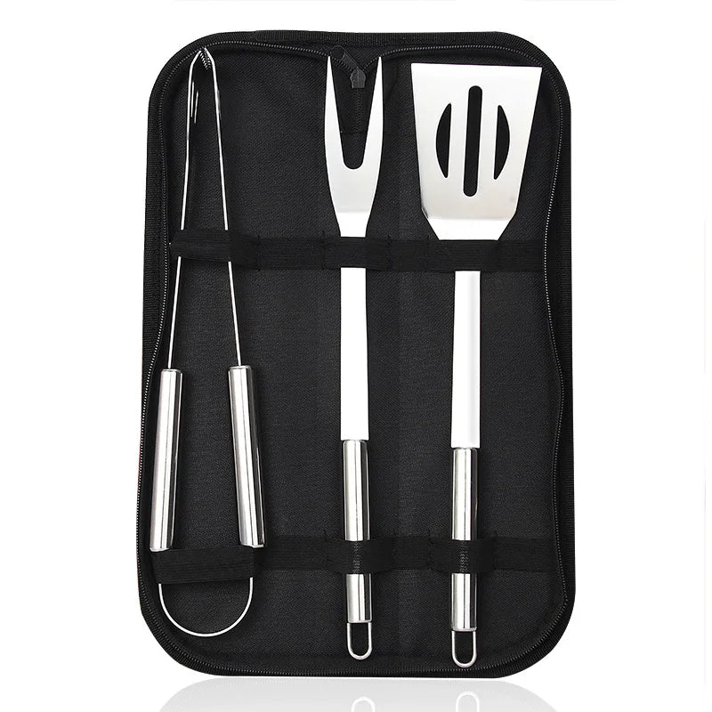 KTX-886867 Portable Stainless Steel BBQ Grilling Tool Set with Oxford Bag - 3/5/7/9 Pieces for Outdoor Cooking