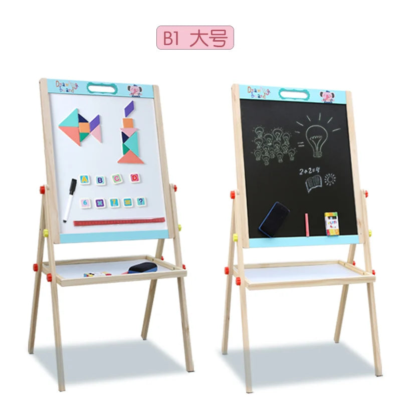 KTX-451923 Children's Wooden Drawing Easel and Writing Board for Ages 3-6