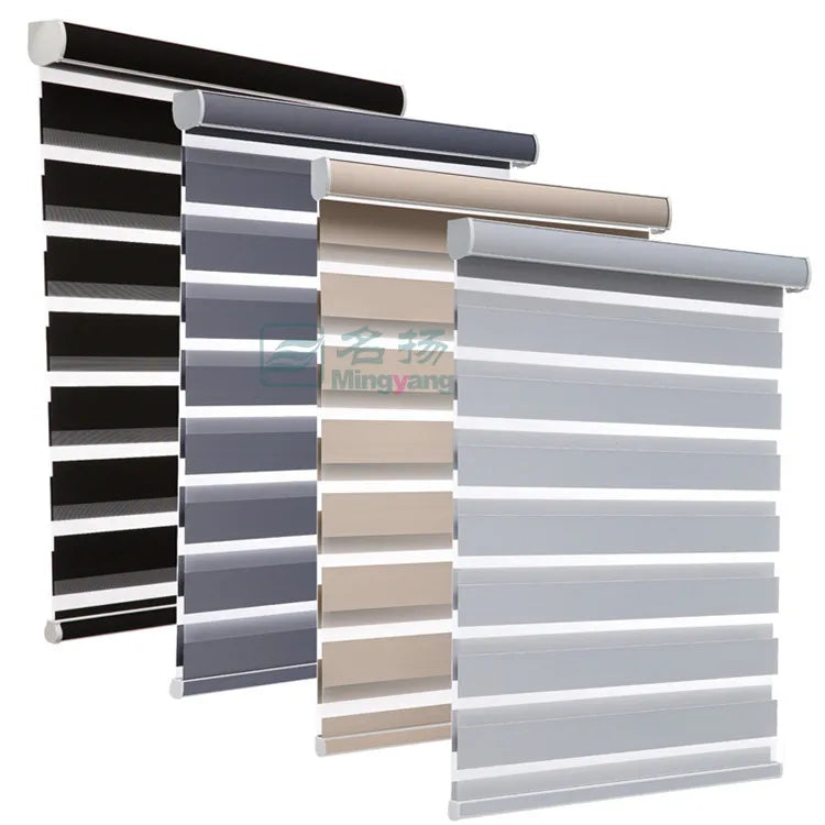KTX-386835 Motorised Double Layer Day and Night Roller Window Blinds with Remote Control and WIFI Connectivity