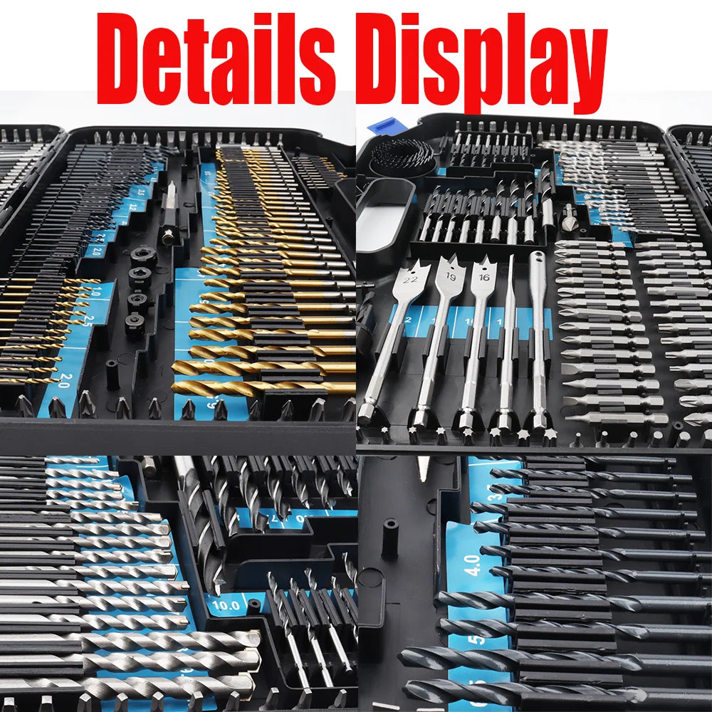 KTX-674451 Multifunctional Drill Bit Set with 246 Pieces for Wood, Metal, and Concrete Applications