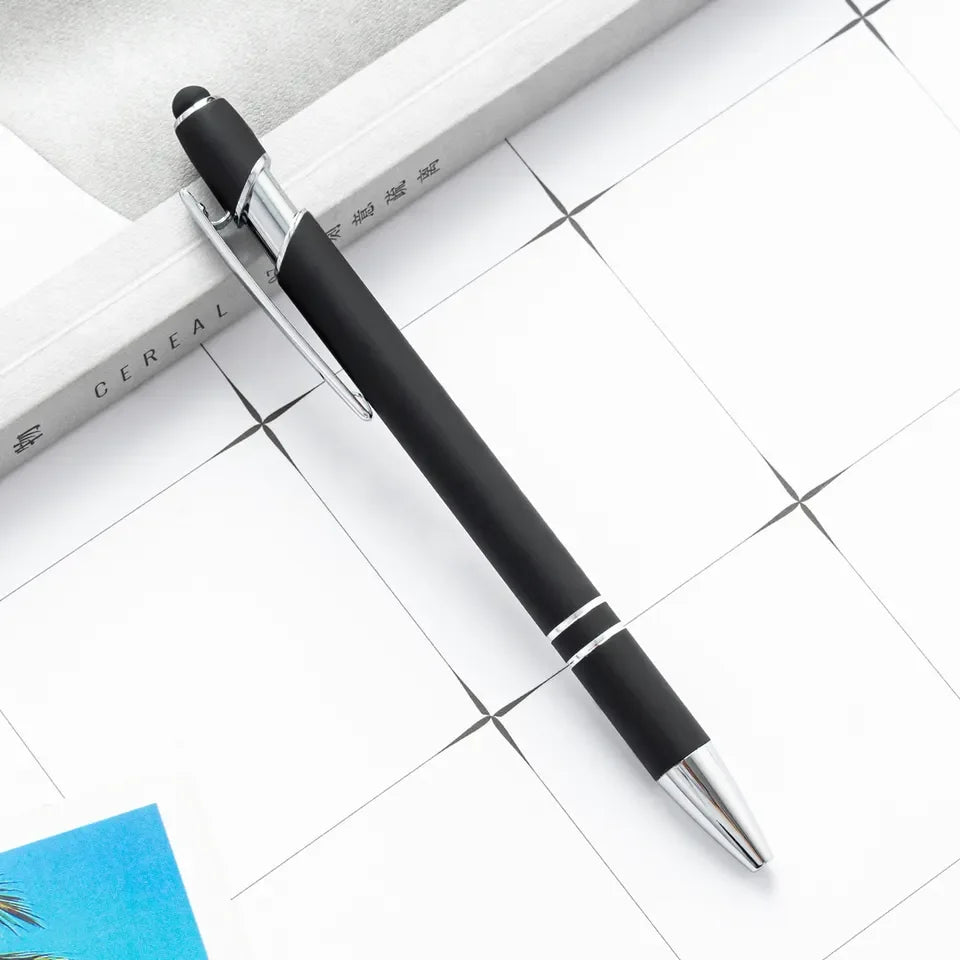 KTX-585299 Multifunctional Metal Ball Stylus Soft Touch Screen Pen 2 in 1 with Custom Logo Options