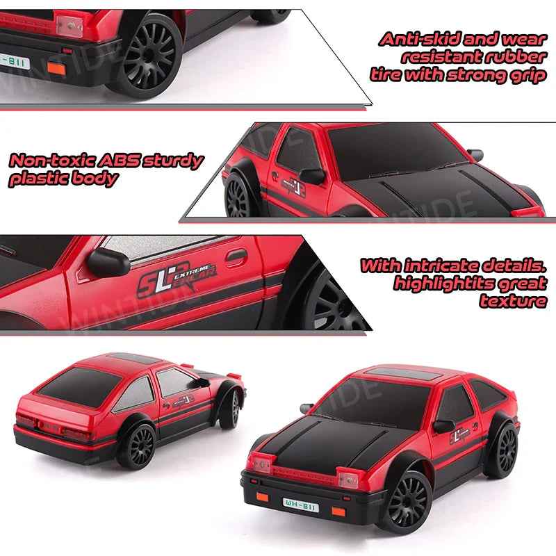KTX-395987 1:24 Scale High Speed 4WD Drift Racing Toy Car with LED Lights and Remote Control - Kid-Friendly Design