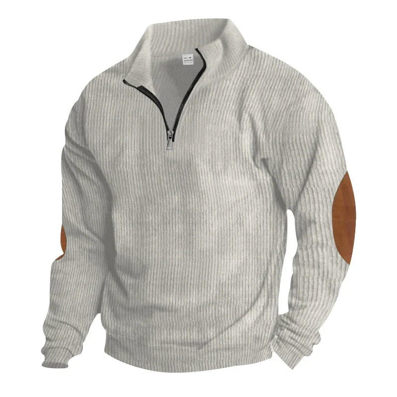 KTX-653395 Men's Corduroy Pullover Sweater Customized Warm Casual Jacket Stand-up Collar Fashion Solid Color Jacket
