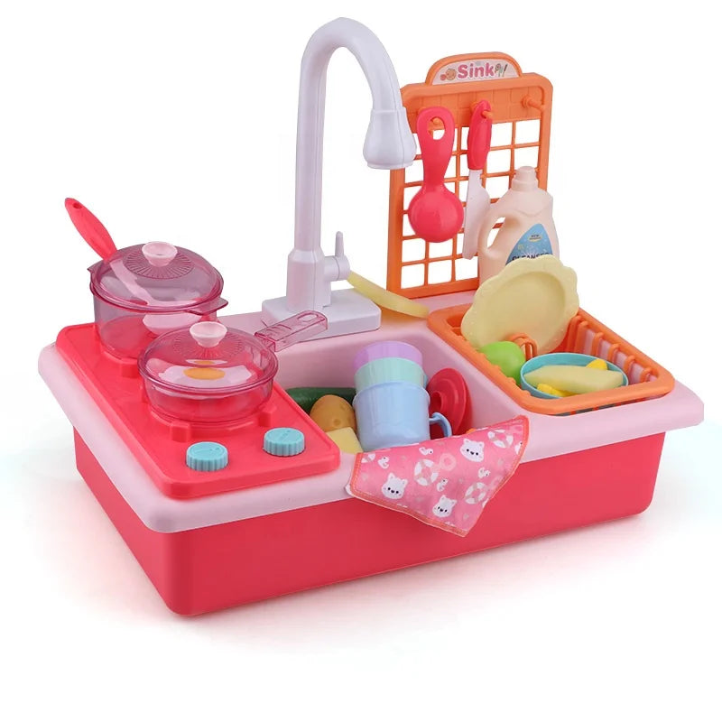 KTX-949587 Electric Toy Kitchen Play Set for Kids Age 2-7, Battery Operated Tableware Toys