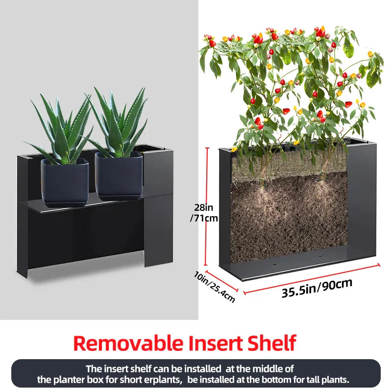 KTX-300819 Tall Metal Planter Box for Outdoor Plants and Trash Enclosure - Classic Design in White, Grey, or Brown