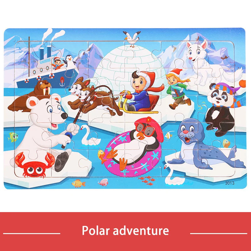 KTX-709779 30-Piece Wooden Jigsaw Puzzle for Toddlers - Educational Montessori Animal Game for Kids