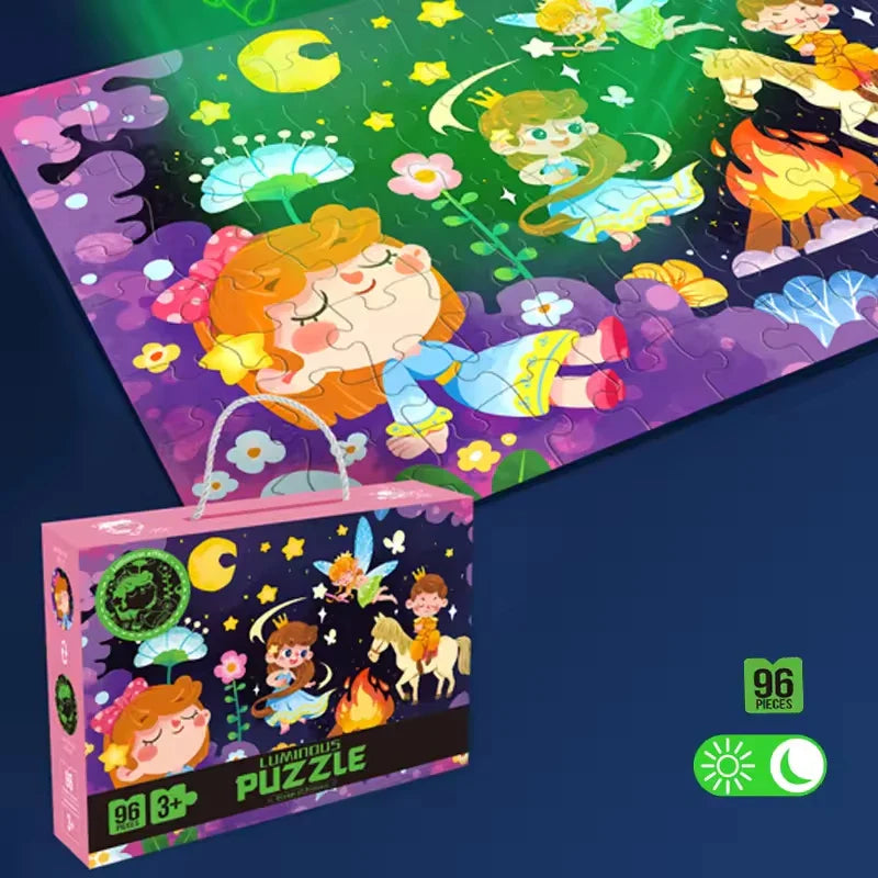 KTX-838931 Glow-in-the-Dark Children’s Puzzle Plane Educational Block Toy 26x19.5x6cm