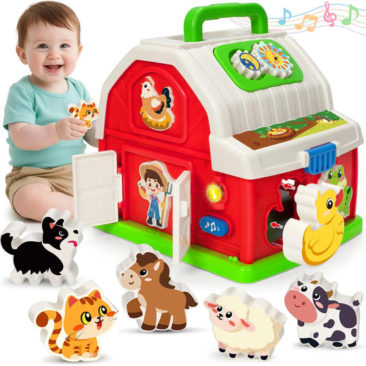 KTX-658131 Musical Barn Farm Animal Set for Infants - Interactive Elephants and Planes Player Doll