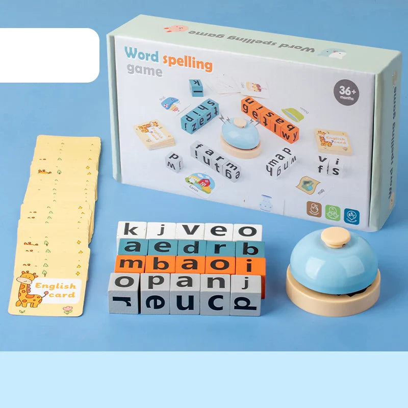 KTX-870163 Montessori Educational Spelling Card Game for Kids - Fun Learning with Cartoon Characters