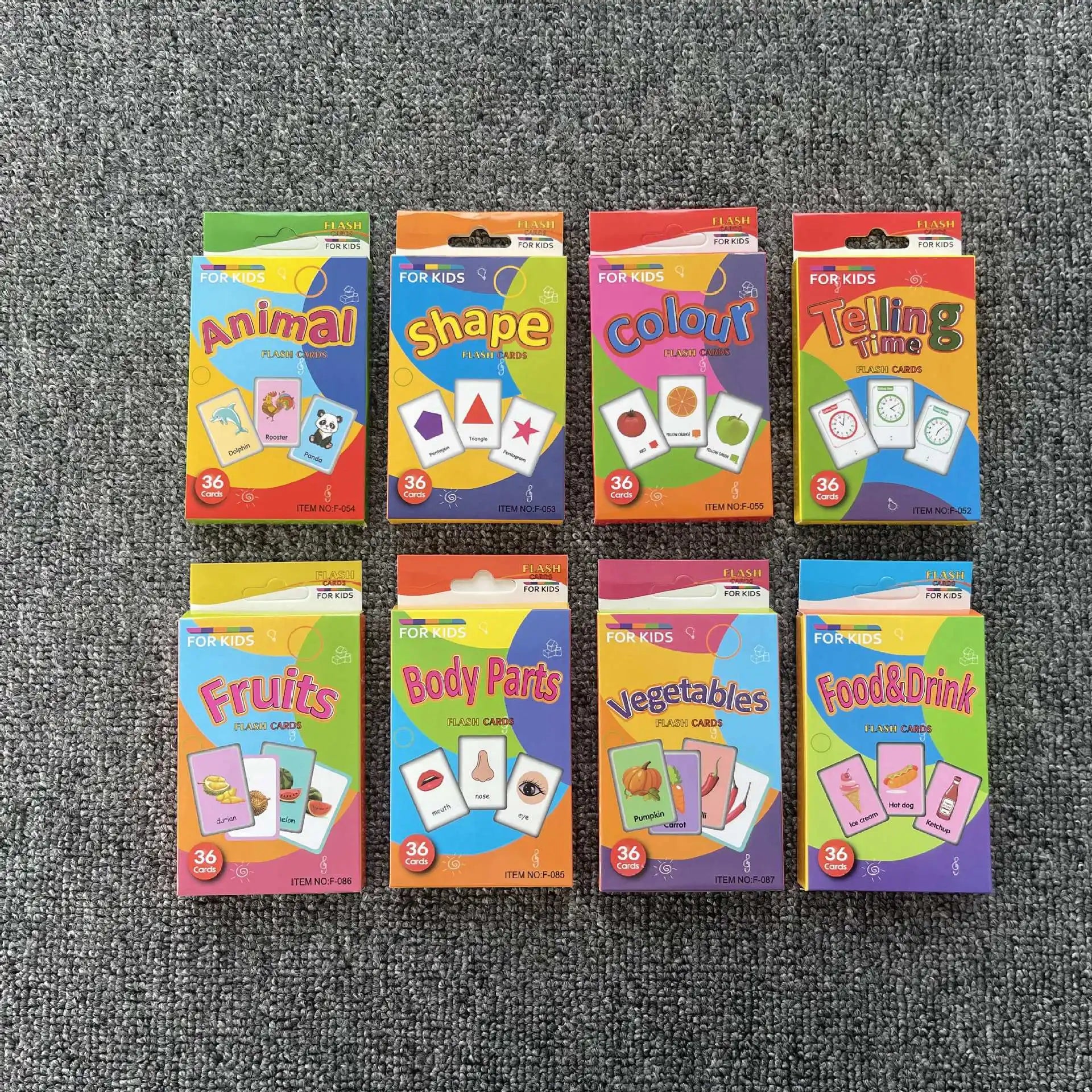 KTX-542483 Early Education Colour Flash Cards for Infant Cognitive Development and English Vocabulary Skills