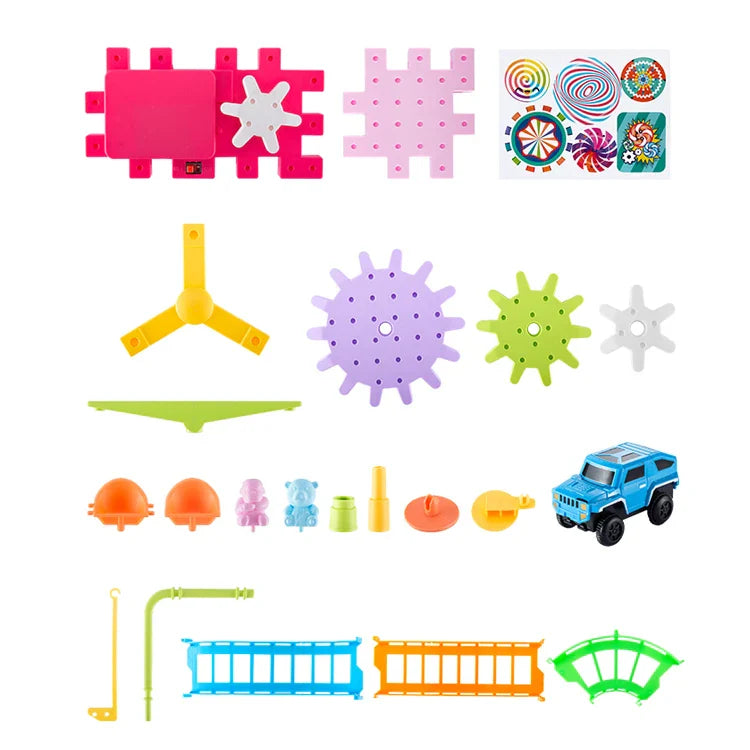 KTX-766099 203-Piece Electric DIY Stacking Building Blocks Set for Kids - Eco-Friendly ABS Plastic Wall Train Track