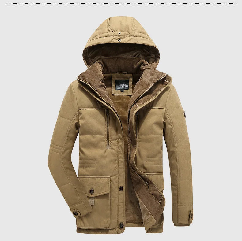 KTX-029651 Men's Jacket Sets Mens Winter Jacket CoatThickened Waterproof Canvas Coat Zipper Closure Windproof Clothing Men's Coats