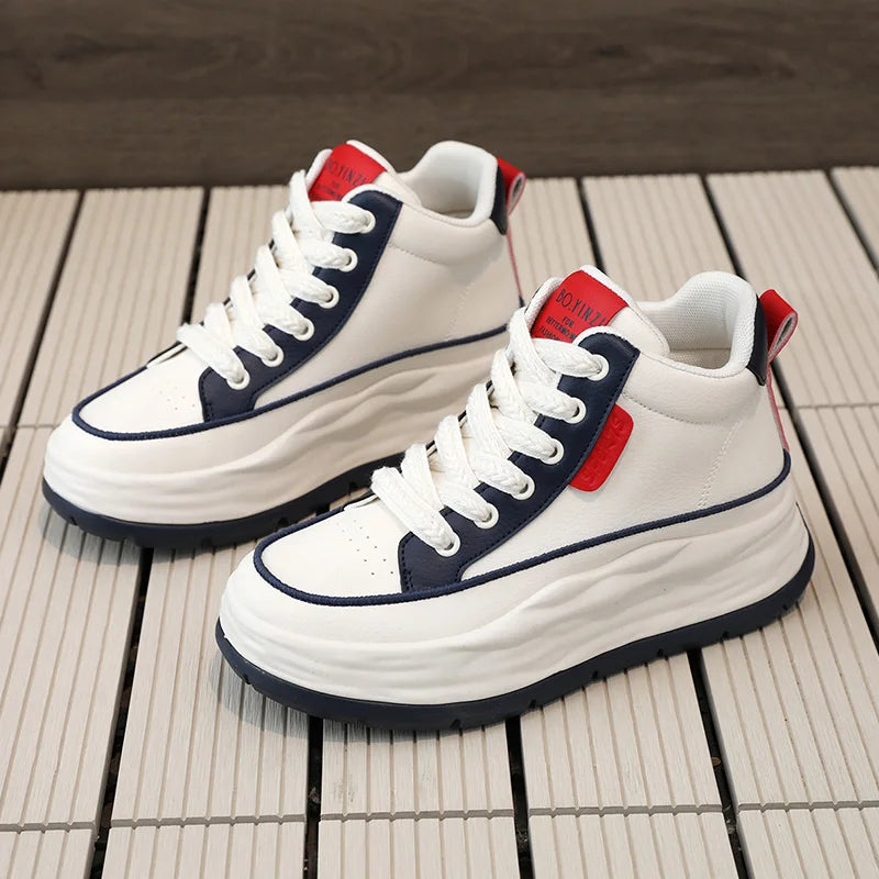 KTX-769811 XF2657 New Autumn Mid Top Breathable and Anti slip Student Thick Sole Elevated Sports Board Shoes Casual Running Shoes