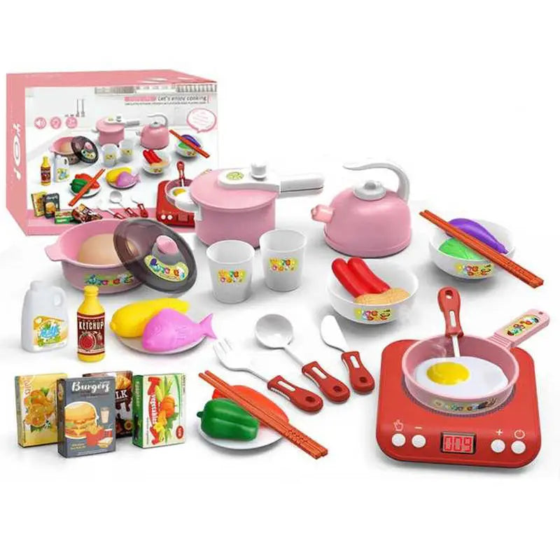 KTX-737171 Pretend Play Cooking Kitchen Toy Set for Kids Ages 2-13, Plastic Cooking Tools and Accessories