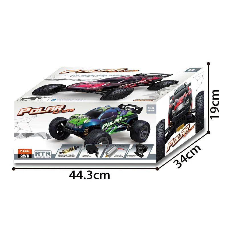 KTX-199379 1/8 Scale 4WD Remote Control Car - Fast 45 km/h, Waterproof, Flip & 360° Rotate, 100m Range, 2.4G for Ages 5+