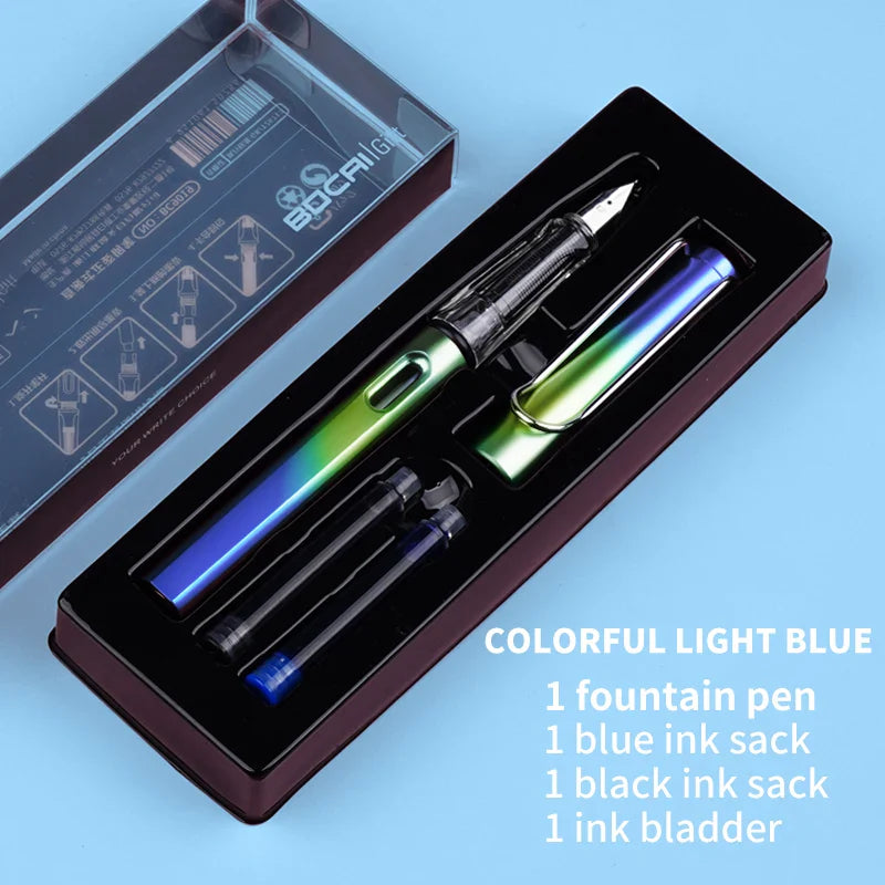 KTX-093779 Ergonomic Fountain Pen with EF Nib - Black and Blue, 16.1 cm Size