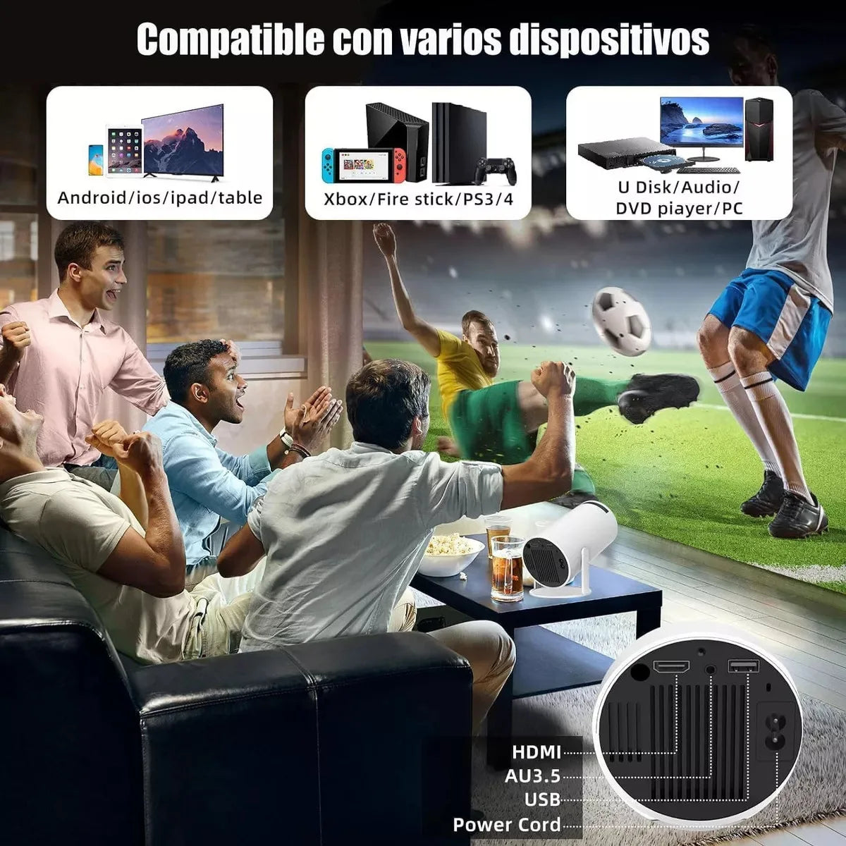 KTX-878291 Portable Mini 1080p and 4K Android Projector - Hy300 Pro Model