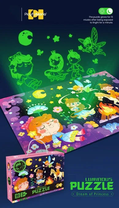 KTX-264915 Glow in the Dark 96-Piece Jigsaw Puzzle for Kids - Unique Educational Luminous Toy