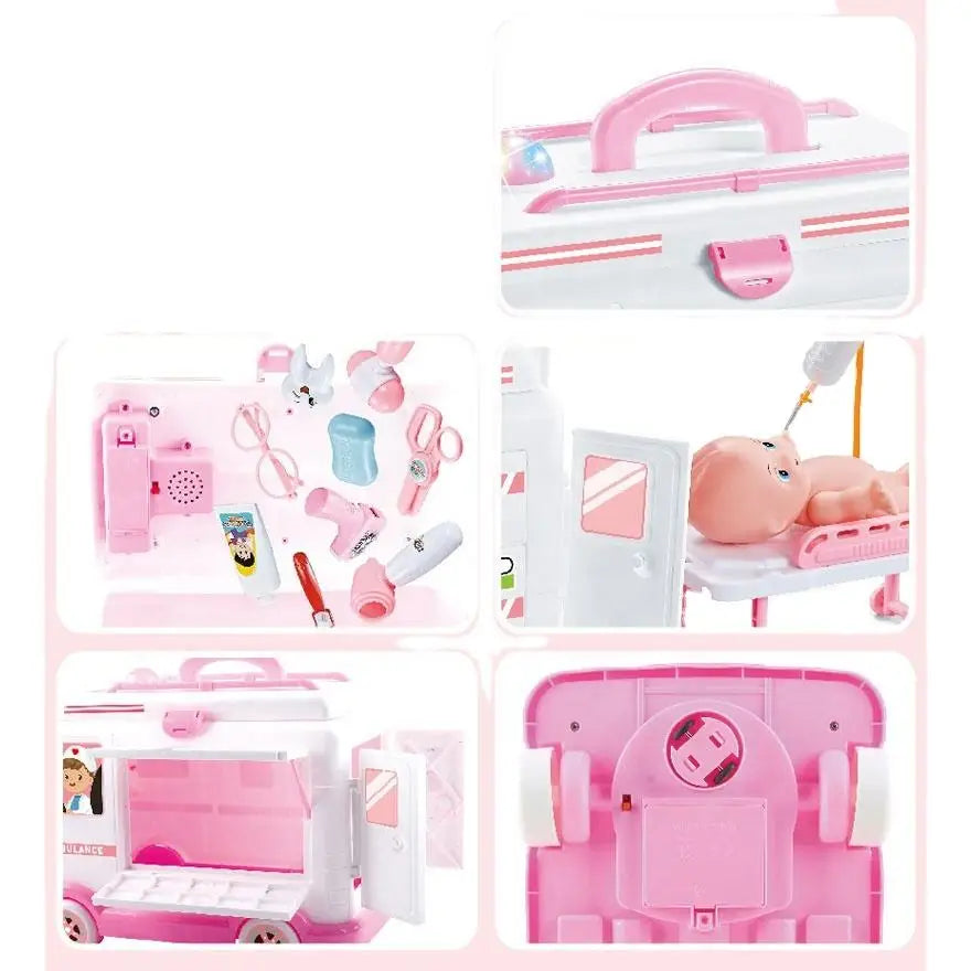 KTX-868243 Doctor Toy Set with Ambulance Car and Medical Kit for Role Play and Imaginative Play