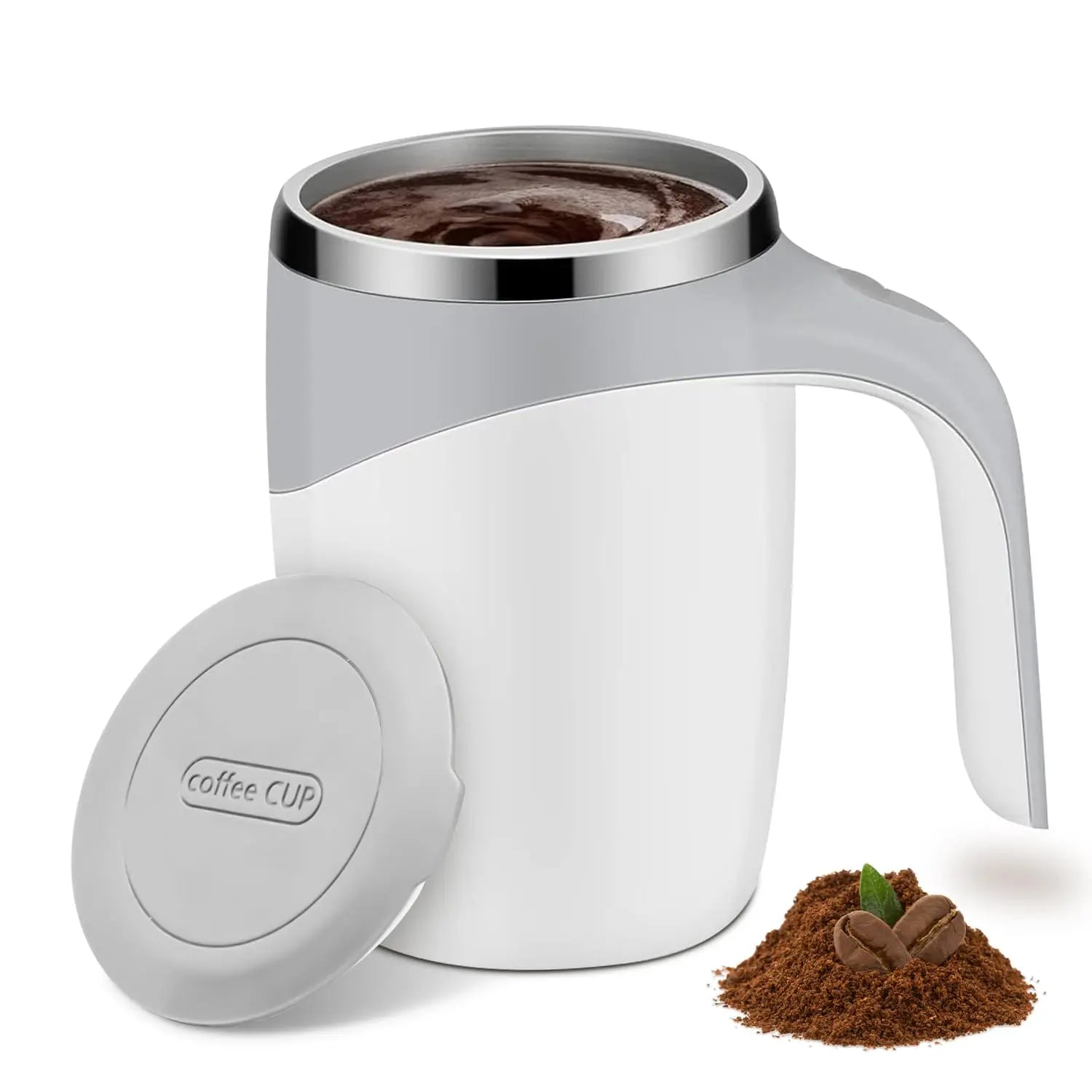 KTX-728019 Self-Stirring Electric Coffee Mug with Lid, Portable Automatic Mixing Coffee Cup