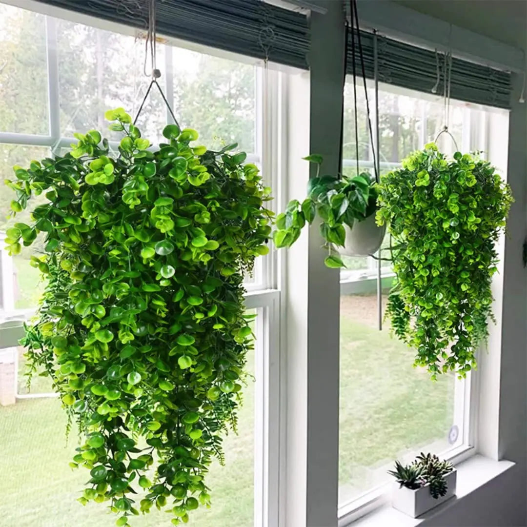 KTX-874835 Hanging Artificial Green Flowers for Indoor/Outdoor Wall Decor and Shelf Display
