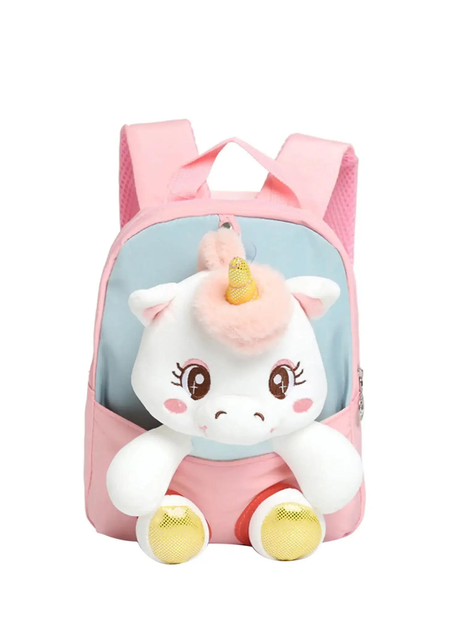 KTX-358547 Lightweight Toddler Backpack for Girls - Ideal Preschool School Bag with Stuffed Toy Features