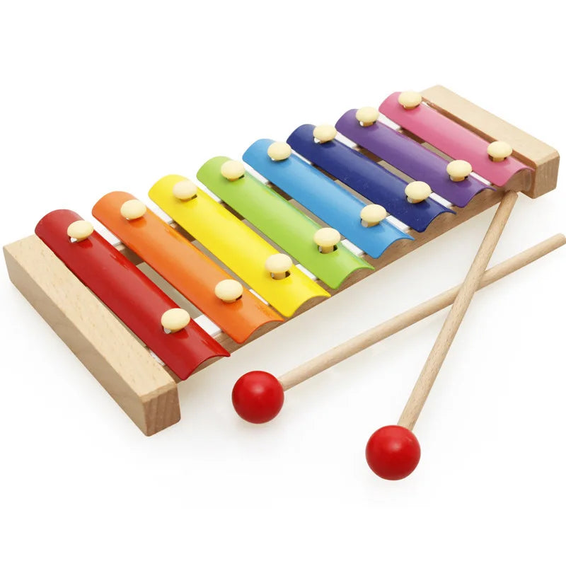KTX-006675 Montessori Wooden Animal Math Clock and Musical Instrument Educational Toy Set for Kids