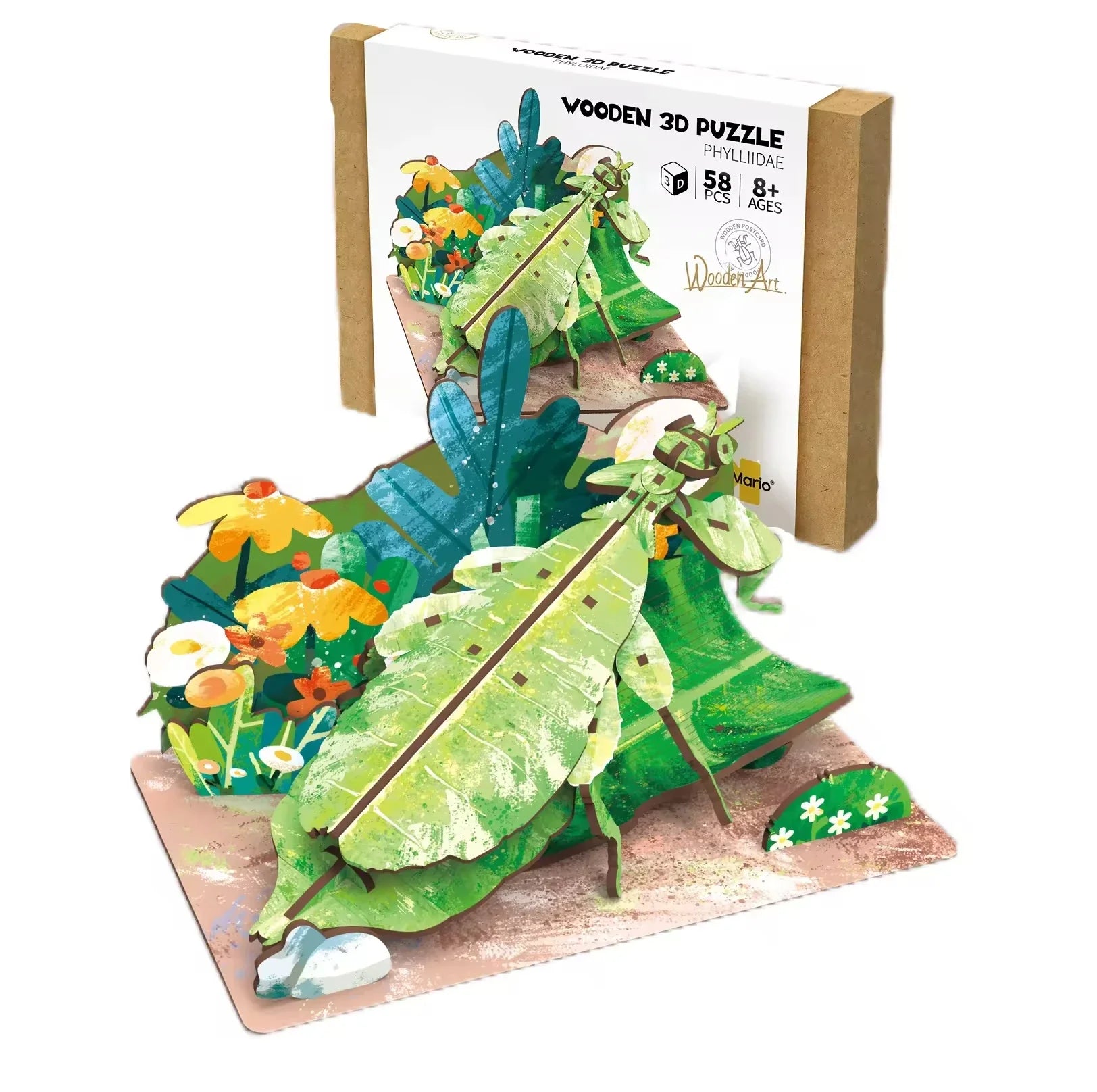 KTX-855891 Wooden 3D Insect Puzzle Set - Butterfly and Bee Models for Kids Educational Fun