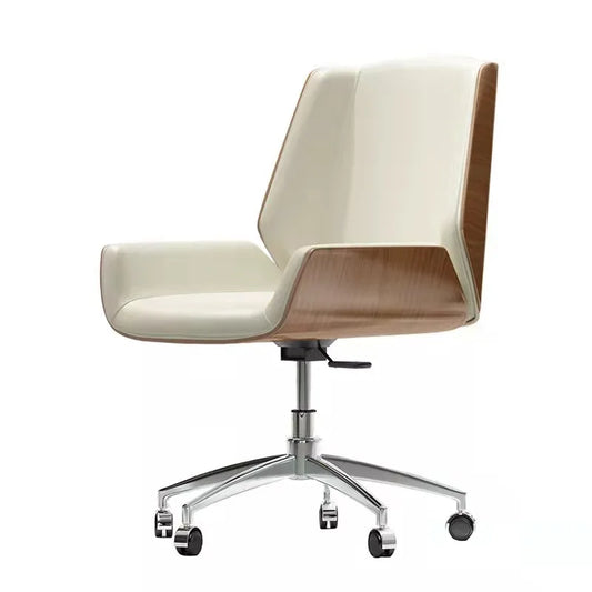KTX-053843 Elegant Wooden Conference Chair with Black Walnut Plywood and Leather Upholstery