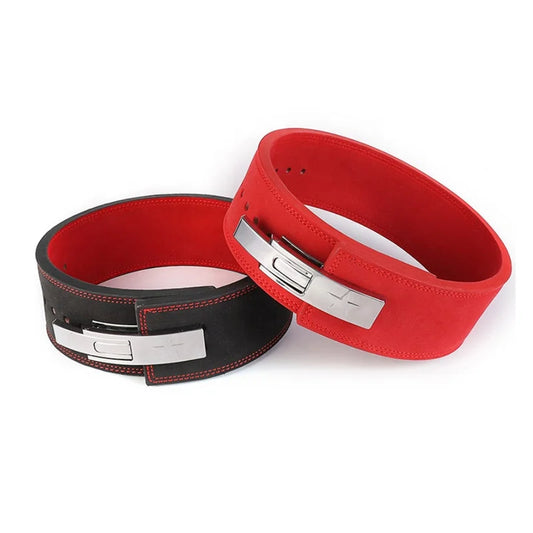 KTX-452819 Leather Weightlifting Belt - 10mm Thick Cowhide, 4-Layer Design, Lever Closure