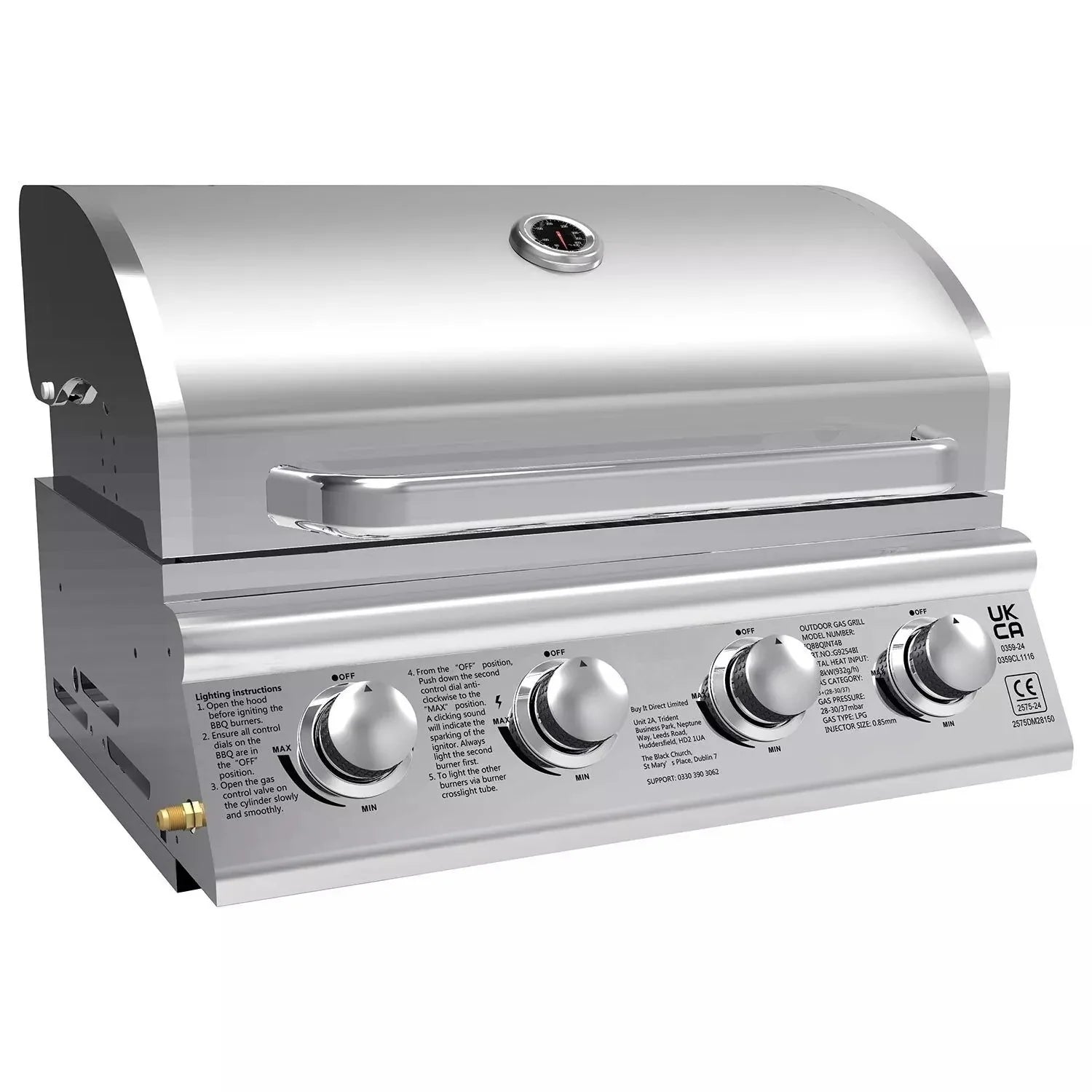 KTX-662419 Built-in Propane BBQ Gas Grill Smoker - Heavy Duty Stainless Steel for Outdoor Kitchen
