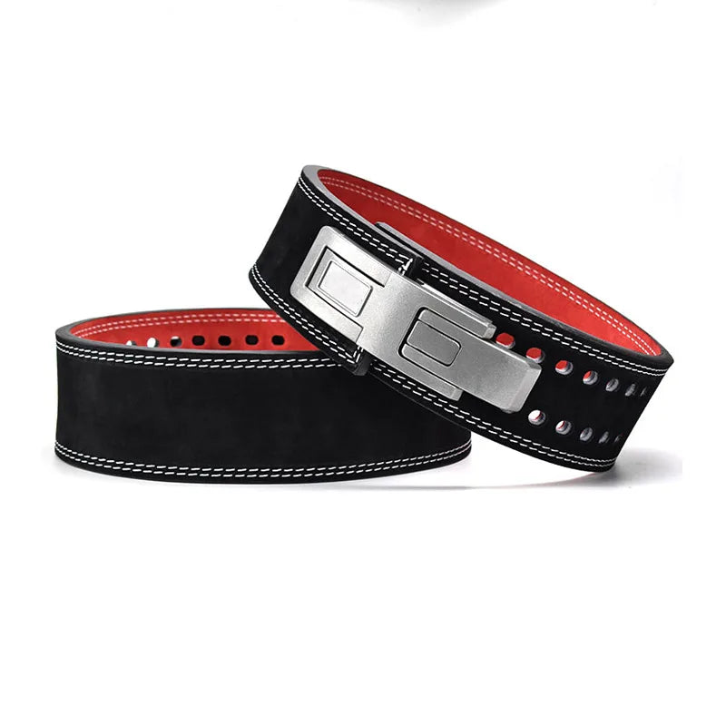KTX-452819 Leather Weightlifting Belt - 10mm Thick Cowhide, 4-Layer Design, Lever Closure